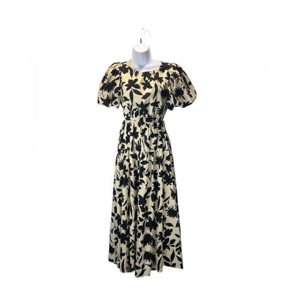 Moon River Women's Floral Print Side Tie Cut-out Tiered Shirred Midi Dress Small - Picture 8 of 9